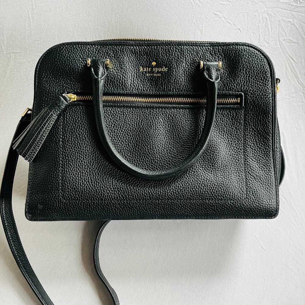 Kate Spade Chester Street Kalen Black Pebbled Leather Satchel Crossbody - Picture 3 of 4